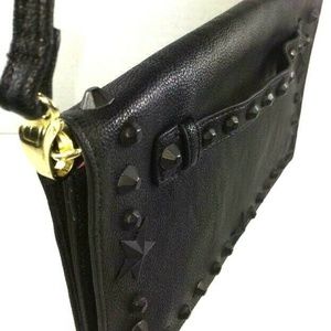 Betsey Johnson Slim Black Faux Leather Crossbody